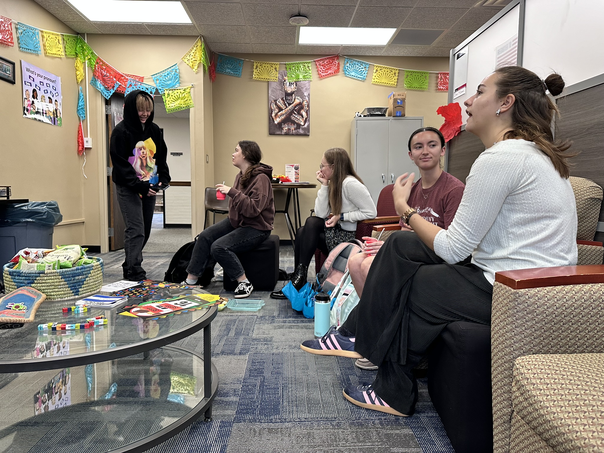 CEI Lounge with students enjoying Argentine beverages